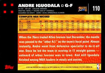 2007-08 Topps #110 Andre Iguodala Back