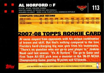 2007-08 Topps #113 Al Horford Back