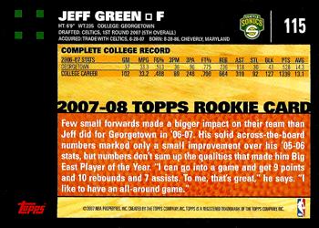 2007-08 Topps #115 Jeff Green Back