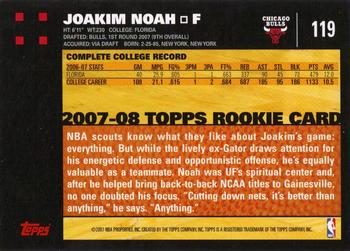 2007-08 Topps #119 Joakim Noah Back