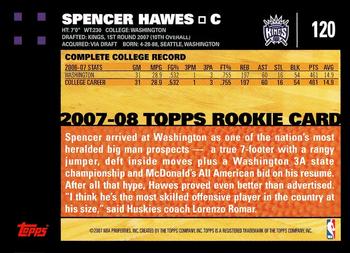 2007-08 Topps #120 Spencer Hawes Back