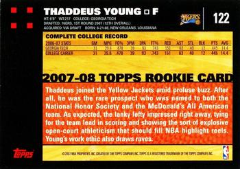 2007-08 Topps #122 Thaddeus Young Back