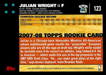 2007-08 Topps #123 Julian Wright Back