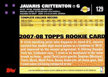 2007-08 Topps #129 Javaris Crittenton Back