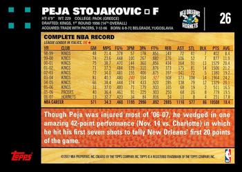 2007-08 Topps #26 Peja Stojakovic Back
