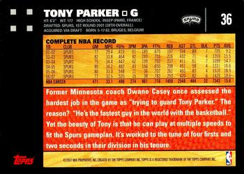 2007-08 Topps #36 Tony Parker Back