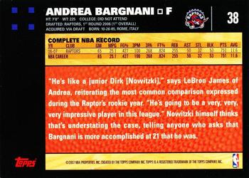 2007-08 Topps #38 Andrea Bargnani Back