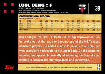 2007-08 Topps #39 Luol Deng Back