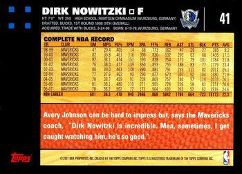 2007-08 Topps #41 Dirk Nowitzki Back