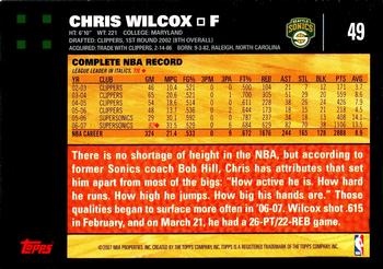 2007-08 Topps #49 Chris Wilcox Back