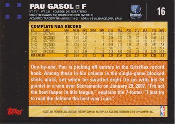 2007-08 Topps #16 Pau Gasol Back