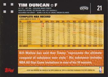 2007-08 Topps #21 Tim Duncan Back