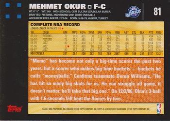 2007-08 Topps #81 Mehmet Okur Back