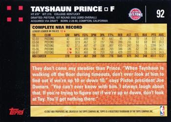 2007-08 Topps #92 Tayshaun Prince Back