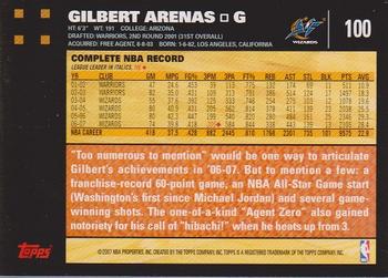 2007-08 Topps #100 Gilbert Arenas Back