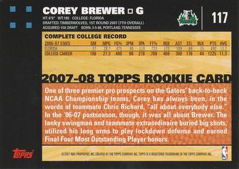 2007-08 Topps #117 Corey Brewer Back
