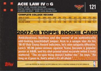 2007-08 Topps #121 Acie Law IV Back