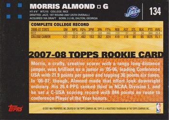 2007-08 Topps #134 Morris Almond Back