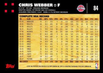 2007-08 Topps #84 Chris Webber Back