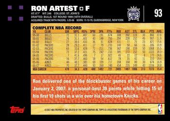 2007-08 Topps #93 Ron Artest Back