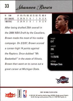 2007-08 Ultra #33 Shannon Brown Back