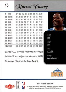 2007-08 Ultra #45 Marcus Camby Back