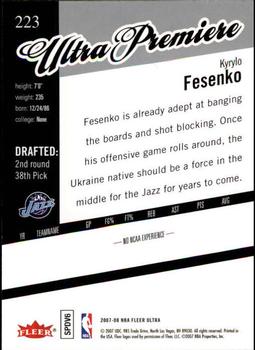 2007-08 Ultra #223 Kyrylo Fesenko Back