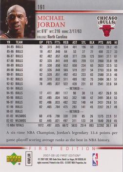 2007-08 Upper Deck First Edition #191 Michael Jordan Back