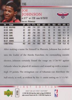 2007-08 Upper Deck First Edition #196 Joe Johnson Back