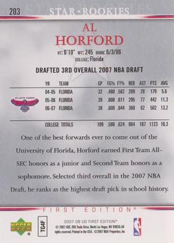 2007-08 Upper Deck First Edition #203 Al Horford Back