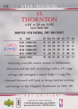 2007-08 Upper Deck First Edition #214 Al Thornton Back
