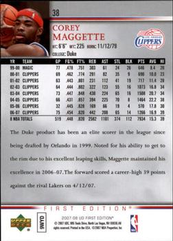 2007-08 Upper Deck First Edition #38 Corey Maggette Back