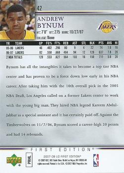 2007-08 Upper Deck First Edition #42 Andrew Bynum Back
