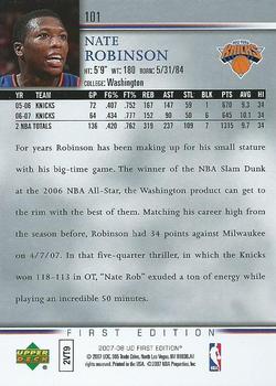 2007-08 Upper Deck First Edition #101 Nate Robinson Back