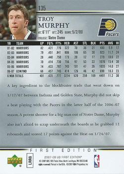 2007-08 Upper Deck First Edition #135 Troy Murphy Back