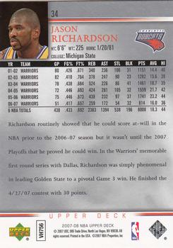 2007-08 Upper Deck Game Jersey #GJ-RI Jason Richardson Charlotte Bobcats Card 