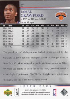 2007-08 Upper Deck #97 Jamal Crawford Back