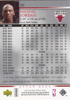 2007-08 Upper Deck #191 Michael Jordan Back