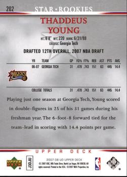 2007-08 Upper Deck #202 Thaddeus Young Back