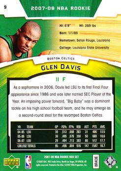 2007-08 Upper Deck Rookie Box Set #9 Glen Davis Back