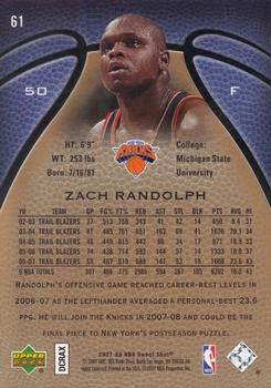 2007-08 Upper Deck Sweet Shot #61 Zach Randolph Back