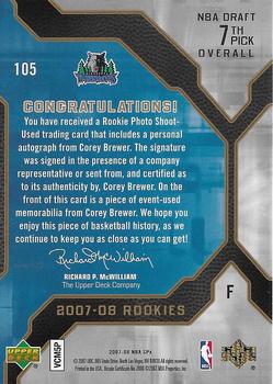 2007-08 SPx #105 Corey Brewer Back