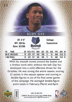 2007-08 SP Authentic #13 Rudy Gay Back