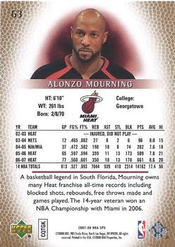 2007-08 SP Authentic #63 Alonzo Mourning Back