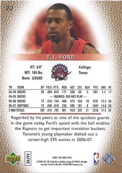 2007-08 SP Authentic #72 T.J. Ford Back