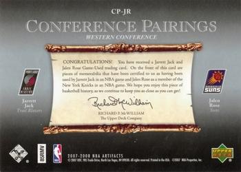 2007-08 Upper Deck Artifacts - Conference Pairings #CP-JR Jalen Rose / Jarrett Jack Back