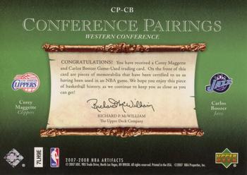 2007-08 Upper Deck Artifacts - Conference Pairings Patches #CP-CB Corey Maggette / Carlos Boozer Back