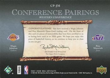 2007-08 Upper Deck Artifacts - Conference Pairings Patches #CP-JM Magic Johnson / Pete Maravich Back
