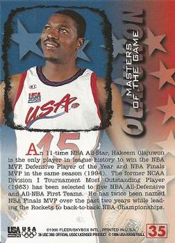 1996 Fleer USA #35 Hakeem Olajuwon Back