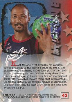 1996 Fleer USA #43 Karl Malone Back